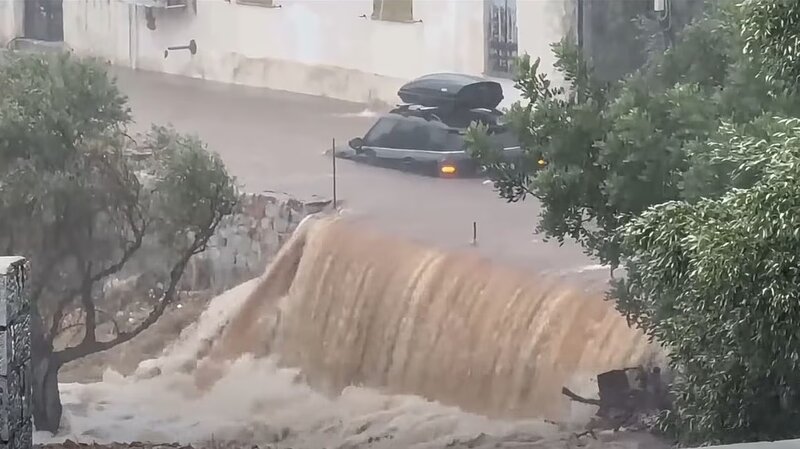 Σχεδόν 140 τόνοι νερού ανά στρέμμα έπεσαν στην ευρύτερη περιοχή της μάνης μέσα σε δύο ώρες