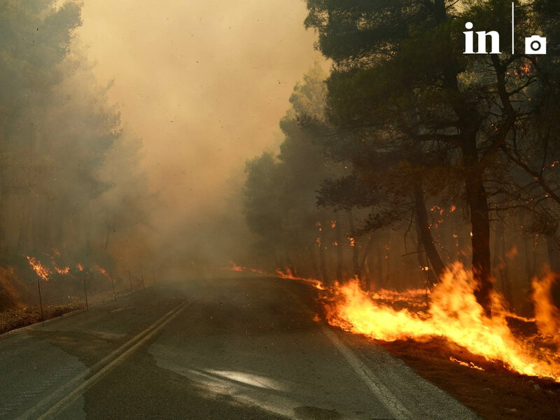 Συγκλονιστικές εικόνες και βίντεο του in από το πύρινο μέτωπο από βίλια προς πόρτο γερμενό